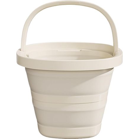 Faltbarer 10-liter-eimer Mit Griff, Rutschfestem Boden, Kompakt Und Platzsparend, Ideal Für Camping, Angeln, Gartenarbeit, Putzen Und Andere Gelegenheiten. Beige.