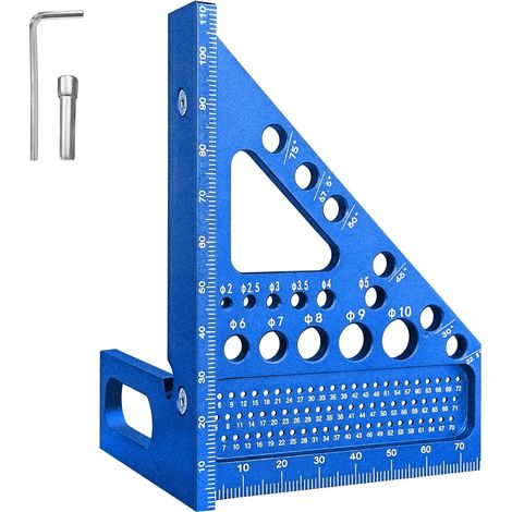 Multifunktionaler 3d-zimmermannswinkel Aus Aluminium, 22,5-90° Dreieck-zimmermannslineal, Präziser Zimmermannswinkel Für Holzbearbeitung, Heimwerken Und Genaue Messungen (blau)