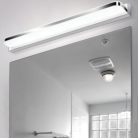 Badezimmerspiegelleuchte, Wandmontage, Edelstahl, 42 Cm, 9 W, 230 V, Naturweiß, 4000 K, Ip44 Wasserdicht, Neutralweiß [energieklasse E]