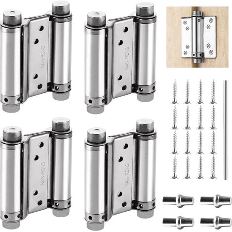 Set Mit 4 Edelstahl-drehtürbändern – 120 Mm – Drehtürbeschläge – Selbstschließend – Tragkraft 10 Kg – Federbelastetes Scharnier Für Drehtüren