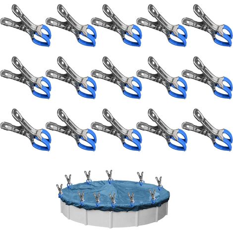 15 Metallteile Für Poolplanenclips, Befestigungsklammern Mit Schutzfolie, Zubehör Für Aufstellpools, Klammern Für Gartengewächshäuser Und Abdeckplanen