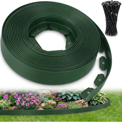 10 Meter Flexible Gartenrandleiste Für Den Außenbereich, Strapazierfähige Gartenrandleiste Aus Kunststoff, 15 Cm Hoch, Für Rasenflächen Und Wege, Mit 30 Bodenankern (grün, 10 Meter).