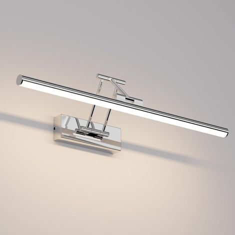 Led-badezimmerspiegelleuchte 50 Cm, 10 W, 1200 Lm, Drehbare Badezimmerspiegelleuchte Ip44, Wandleuchte Aus Aluminium, Naturweißer 4000 K Badezimmerspiegel, Chrom [energieklasse]