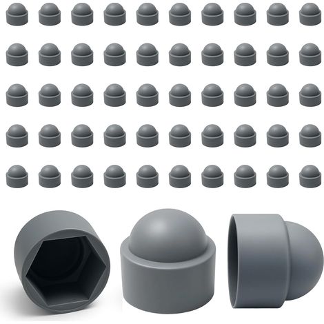 50 M6-mutternkappen – 10-mm-schlüsselweite – Muttern- Und Schraubenschutz – Robuste Graue Kunststoffkappen – Dekorative Schraubenabdeckungen, Rostschutz Und Sauberes Finish – Heimwerkerbedarf