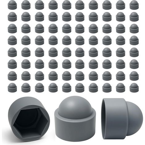 100 M5-mutternkappen – 8-mm-schlüsselweite – Muttern- Und Schraubenschutz – Robuste Graue Kunststoffkappen – Dekorative Schraubenabdeckungen, Rostschutz Und Sauberes Finish – Heimwerkerbedarf