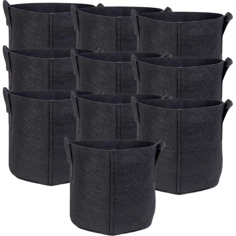 Packung Mit 10 Pflanzsäcken À 5 Gallonen (ca. 19 Liter) - 30 X 25 Cm - Mit Griffen, Geeignet Für Gärten, Gewächshäuser, Blumentöpfe Und Kartoffelpflanzung.