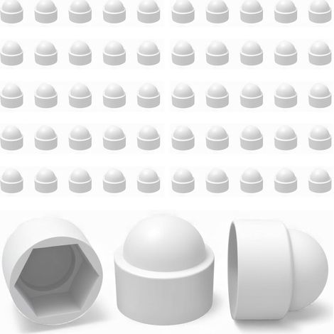 50 M4-mutternkappen – 7-mm-schlüsselweite – Muttern- Und Schraubenschutz – Robuste, Weiße Kunststoffkappen – Dekorative Schraubenabdeckungen, Rostschutz Und Sauberes Finish – Heimwerkerbedarf