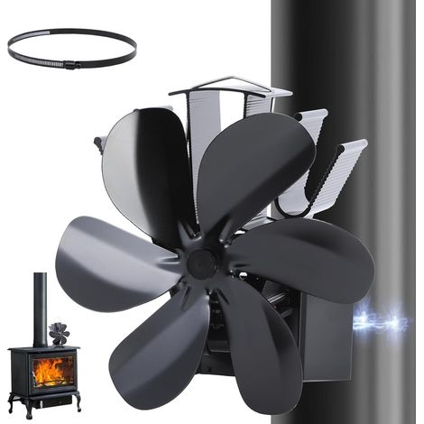 Magnetischer Kaminofenventilator Mit 6 Flügeln Und Verstellbarem Fuß – Geeignet Für Kamine Und Ofenrohre – Kaminventilator Mit Magnetischem Thermometer