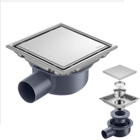 360°-duschablauf Aus Edelstahl Mit Siphon, Bodenablauf, 15 X 15 Cm, 2-in-1-geruchsfänger Und Haarfilter, Bodenablauf Für Duschen, Badezimmer Und Keller