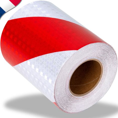 Reflektierendes, Rot-weißes Klebeband, Selbstklebend, 10 Cm X 10 M, Ideal Für Lkw, Pkw, Straßen Und Anhänger. Reflektierendes Warnband.