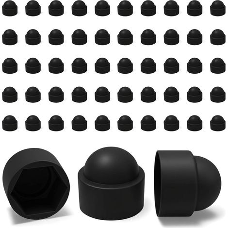 50 M6-mutternkappen – 10-mm-schlüsselweite – Muttern- Und Schraubenschutz – Robuste Schwarze Kunststoffkappen – Dekorative Schraubenabdeckungen, Rostschutz Und Sauberes Finish – Diy