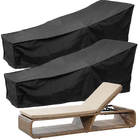 2er-set Schutzhüllen Für Gartenliegen, Uv-beständig, 210d Oxford-gewebe, Versiegelte Nähte, Schutzplane Für Liegestühle, 210 X 75 X 80 Cm, Schwarz