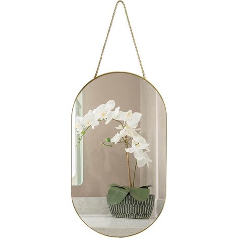 Rahmenloser Ovaler Wandspiegel, Goldfarben, Ovale Form, Für Badezimmer Und Mehr, 40,6 X 23,4 Cm