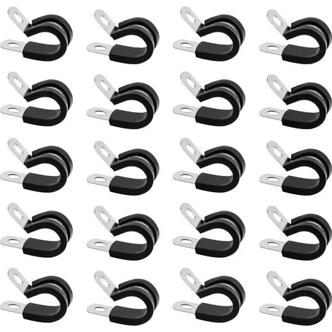 100 Stück P-klemmen, 25-mm-rohrbefestigungsklemmen Mit Gummieinsatz, Edelstahlklemmen, Metallschrauben-p-klemmen (25 Mm)