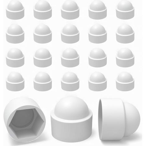 20 M16-mutternabdeckungen – 24-mm-schlüssel – Muttern- Und Schraubenschutz – Robuste Weiße Kunststoffkappen – Dekorative Schraubenabdeckungen, Rostschutz Und Sauberes Finish – Diy