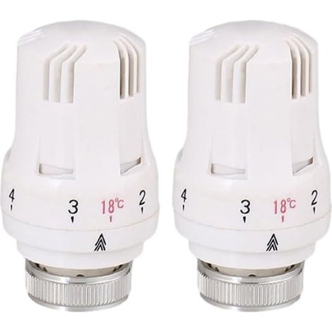 Set Mit 2 Thermostatischen Heizkörperventilen Mit M30 X 1,5 Gewinde, Einstellbarem Temperaturbereich Von 6 Bis 28 °c Und Frostschutzfunktion Für Heizsysteme In Wohn- Oder Büroräumen, Weiß
