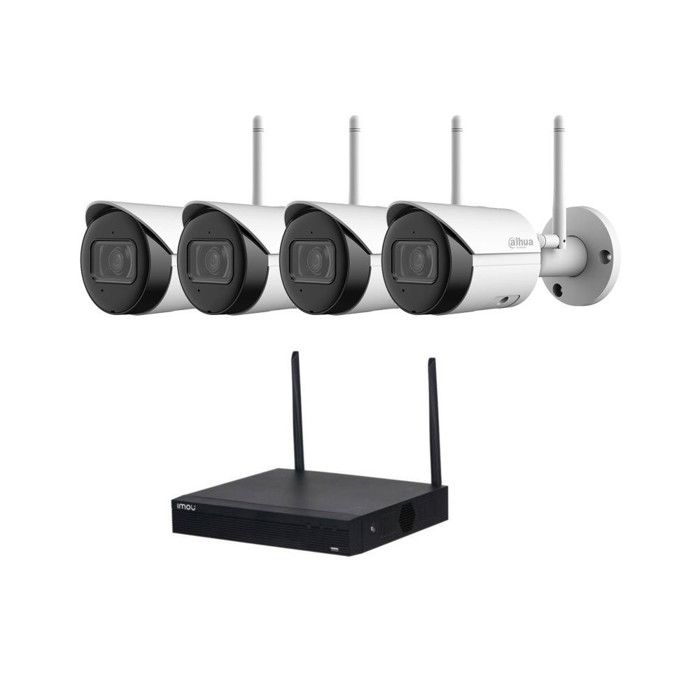 Wi-fi Videoüberwachungsset - Dahua - Hfw1230dsp / Nvr1104hs - 4 Kameras 2mp - Nvr 4 Kanäle 2to - Nachtsicht