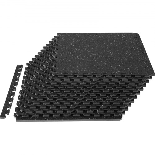 VEVOR EVA-Schaum-Fußmatten, Fitnessstudio-Bodenbelag-Set, 61 x 61 cm, Schwarz & Grau 12-teiliges Rutschfeste Ineinandergreifende