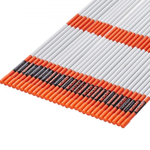 VEVOR Einfahrtsmarkierungen, 30 Stück, 48 Zoll, 0,4 Zoll Durchmesser, orangefarbene Glasfaserstangen, Schneepfähle mit reflektierendem Band,