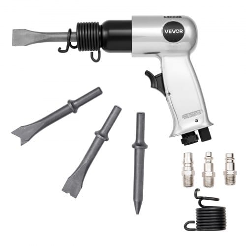 VEVOR Druckluft Meißelhammer, 4500 BPM Pneumatischer Hammer mit 40 mm Hub & 4 Meißeln mit rundem Schaft, leichtes & kompaktes Schaufelwerkzeug mit