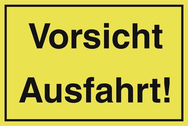 Metafranc Hinweisschild Vorsicht Ausfahrt 200 x 300 mm Warnschilder