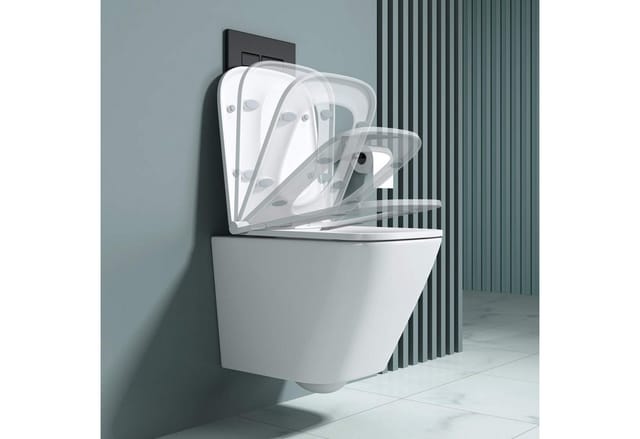 Hänge-WC Spülrandlos 52x36x36cm Wand wc inkl. Softclose Keramik Tiefspül-Toilette Weiß Aachen112 - Doporro