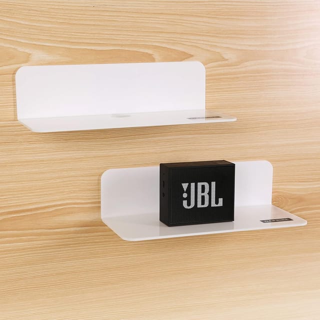 Ersandy - Weißes Wandregal, 2er-Set, einfache Erweiterung der Wandfläche – 22,9 cm großes Acryl-Regal ohne Bohren für Schlafzimmer, Badezimmer,