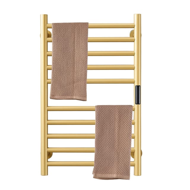 Handtuchheizkörper Elektrisch Badheizkörper 70 W Handtuchhalter Heizkörper Touch-steuerung 45 Bis 70°c, 1 Bis 8hhandtuchtrockner 10 Stangen Stahl Handtuchwärmer 45 X 72 Cm Gold