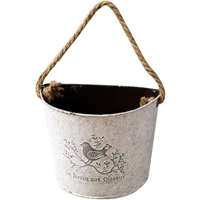 Halbrunde Blumentöpfe Aus Metall Zum Aufhängen An Der Wand, Blumentopf Für Sukkulenten, Mit Seil, Wand-, Garten- Und Heimdekoration (weiß, 2er-set)