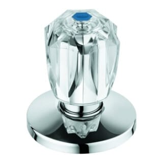 Oberteil, dn 15, für UP-Ventile dn 15, Brillant-Griff, wärmeisoliert, Schubrosette, Markierung Blau, Chrom - Grohe
