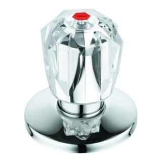 Oberteil, dn 20, für UP-Ventile 3/4', Brillant-Griff, wärmeisoliert, Schubrosette, Markierung Rot, Chrom - Grohe