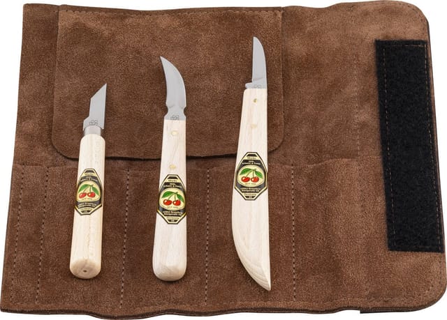 Kirschen - Tools 3307000 Set of schnitzmesser im Sämischlederetui of