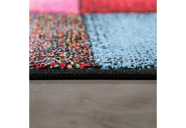 Paco Home Kurzflor Wohnzimmer Teppich Bunt Karo Design Vierecke Mehrfarbig Farbenfroh 160x230 cm