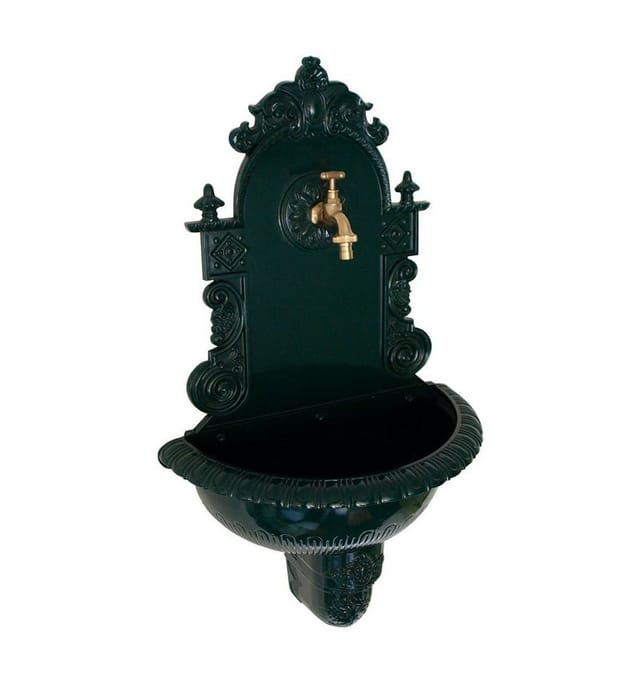 Degamo - Wandbrunnen tirol aus Aluguss mit Wasserhahn, dunkelgrün