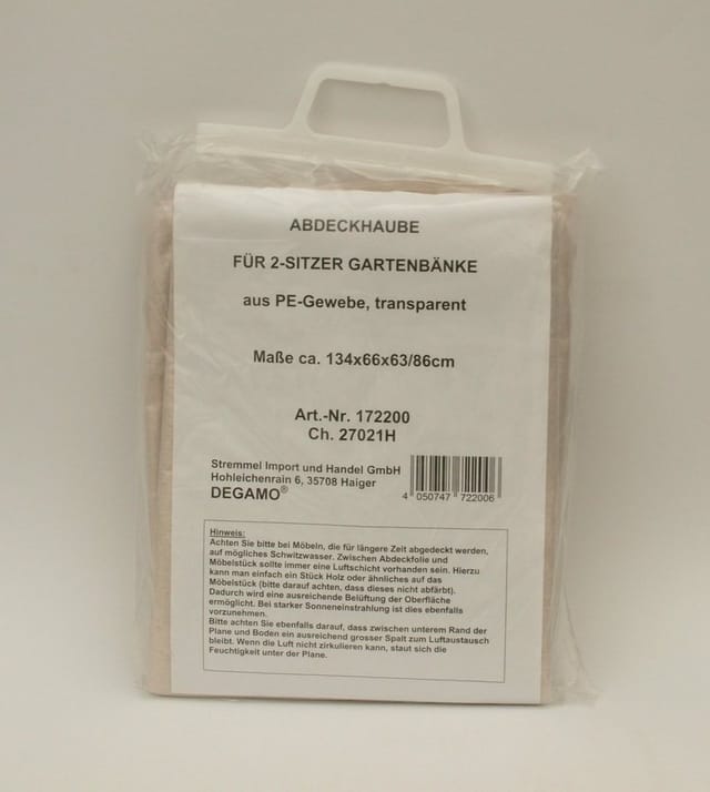 Abdeckhaube Bank 2-sitzer 134cm, PE transparent