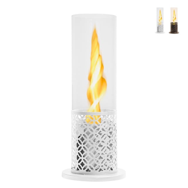 Divina Fire - Bioethanol-Tisch-Biokamin tolosa Weiß D20 x H49,5 innen außen