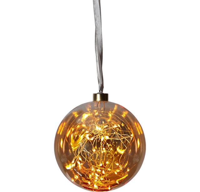 EGLO LED Weihnachtskugel für Innen, beleuchtete Glaskugel zum Aufhängen, Leuchtkugel Amber zum Hängen, Deko Wohnzimmer, warmweiß, Strom-Betrieb, 3m