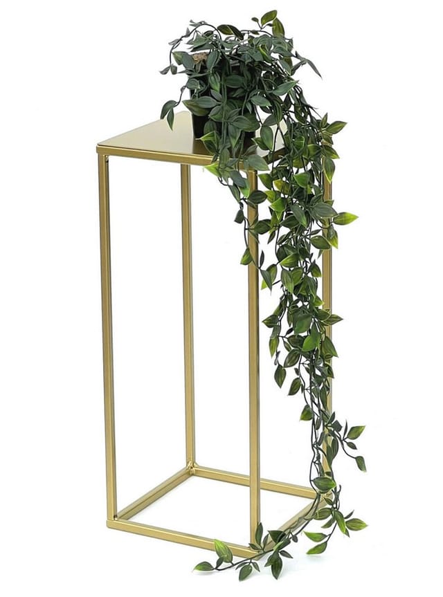 DanDiBo Blumenhocker Metall Gold Eckig S 42 cm Blumenständer Beistelltisch 96406 Blumensäule Modern Pflanzenständer Pflanzenhocker