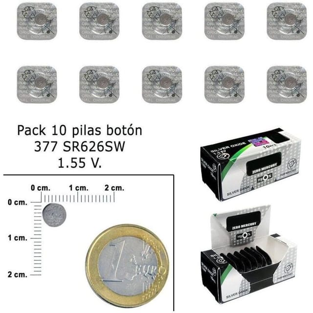 Silberoxid-Knopfbatterie 377/SR626SW (Box 10 Batterien)