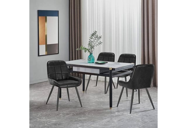 Esszimmerstühle 2er Set, Polsterstuhl Kunstleder, Küchenstuhl gepolstert, Akzentstuhl für Wohnzimmer Schlafzimmer Küche, ergonomischer Stuhl mit