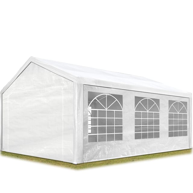 Toolport Partyzelt Pavillon 3x6 m in weiß pe Plane 350 n Wasserdicht uv Schutz Festzelt Gartenzelt