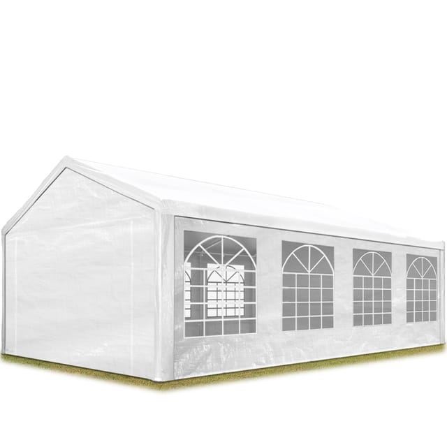 Partyzelt Pavillon 4x8 m in weiß pe Plane 350 n Wasserdicht uv Schutz Festzelt Gartenzelt