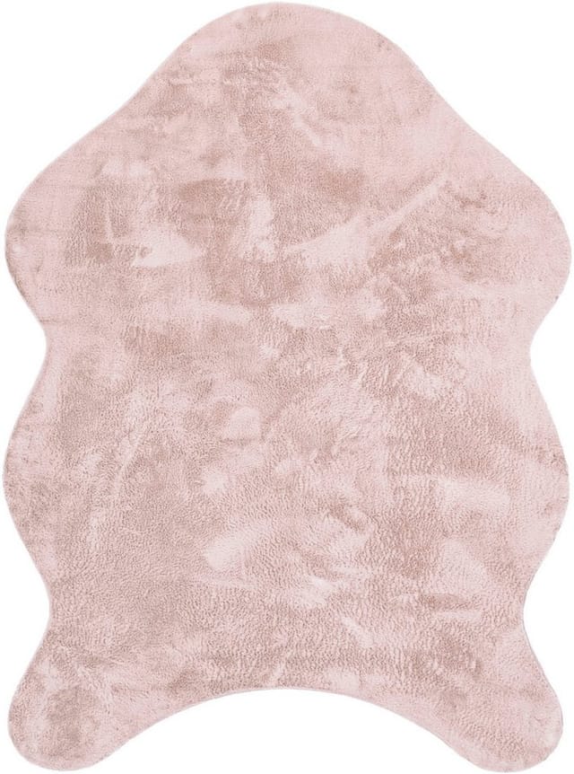 Paco Home - Teppich Wohnzimmer Kurzflor Modernes Kunstfell Fellform Weich Einfarbig Rutschfest Rosa, 100x200 cm Fell-form