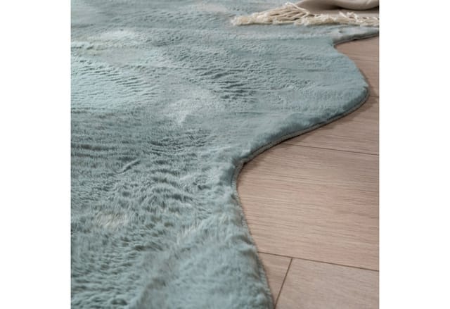 Paco Home - Teppich Wohnzimmer Kurzflor Modernes Kunstfell Fellform Weich Einfarbig Rutschfest Türkis, 60x90 cm Fell-form