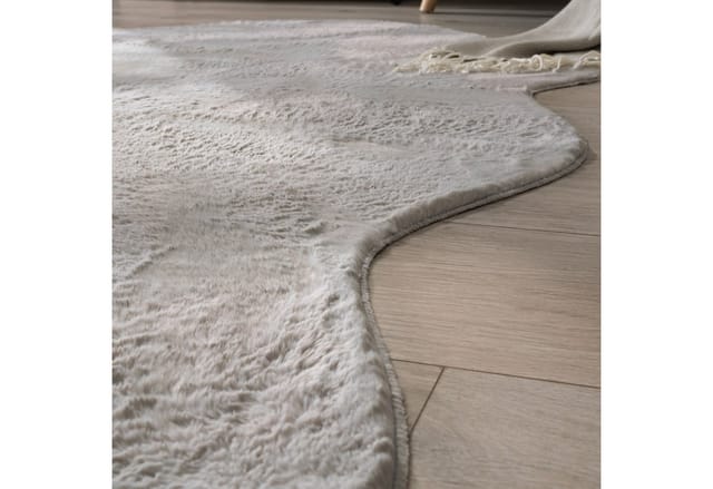 Paco Home - Teppich Wohnzimmer Kurzflor Modernes Kunstfell Fellform Weich Einfarbig Rutschfest Grau, 60x90 cm Fell-form