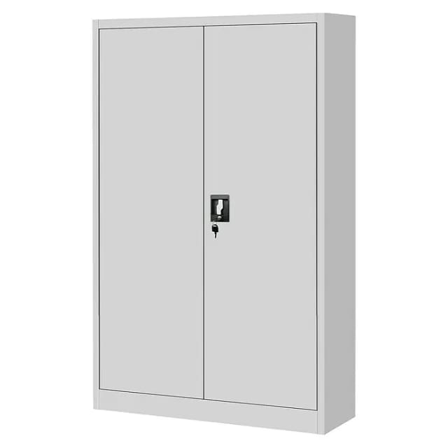Jan Nowak - Aktenschrank C001k Metallschrank Büroschrank Werkzeugschrank 3 Fachböden Stahlblech Flügeltüren Pulverbeschichtung 140 Cm X 90 Cm X 40 Cm Grau