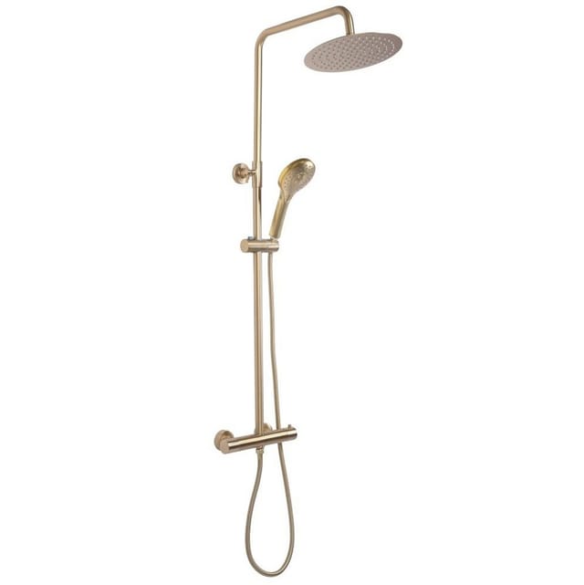 REA - vincent gold brush duschset mit thermostat