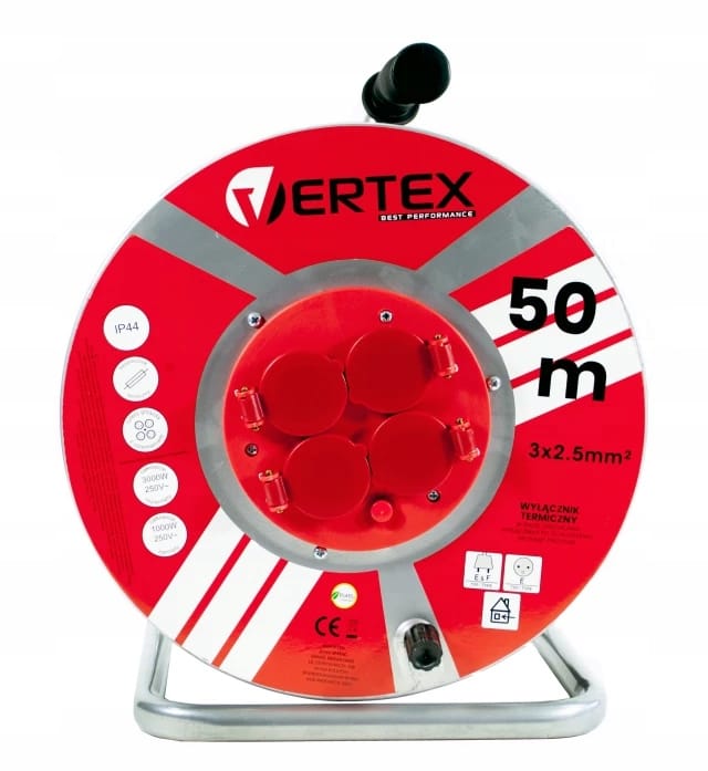 Vertex - PB50METAL Verlängerungskabel 50 m 3x2,5 mm 3000 w IP44 Schwarz
