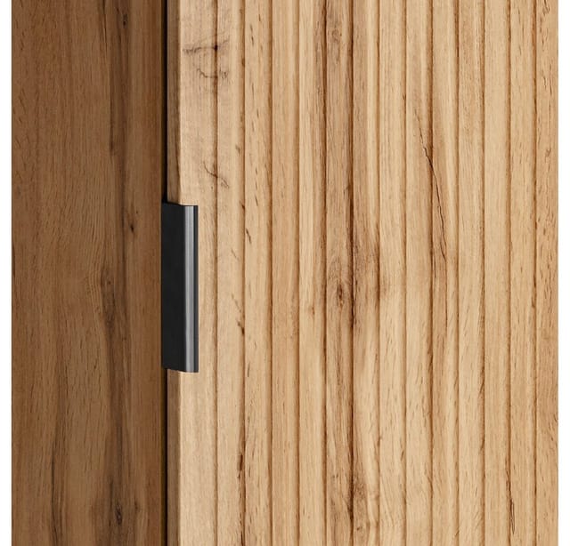 Badezimmer Hochschrank 1-türig ADELAIDE-56 in Wotan Eiche gerillt, B/H/T: 35/140/25 cm
