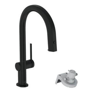 Aqittura M91 - Spültischarmatur mit ausziehbarem Auslauf und mit Filterfunktion, schwarz matt 76803670 - Hansgrohe